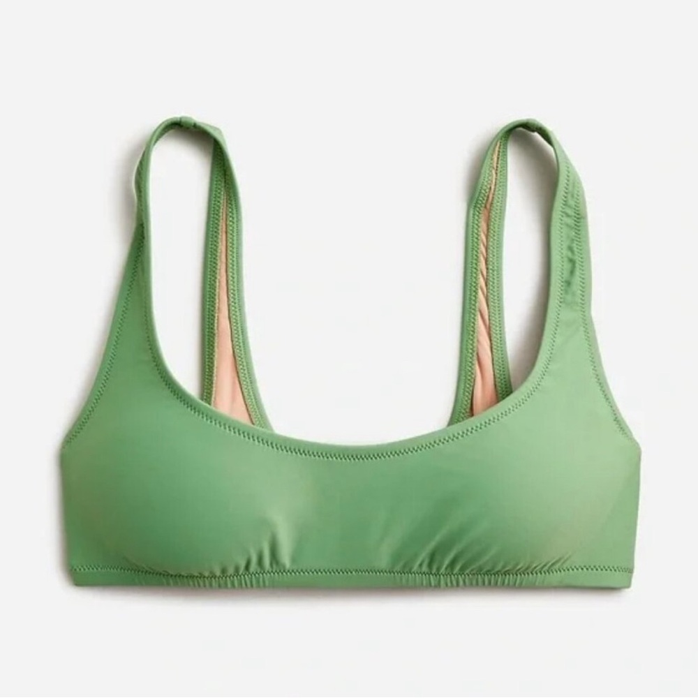 NEW J. Crew Heritage Scoopneck Bikini Top Size S Green